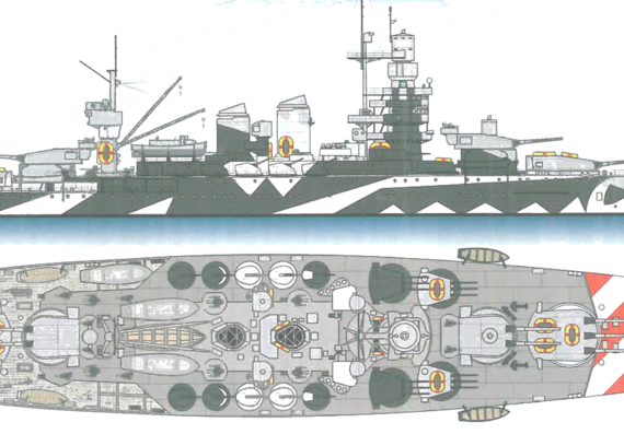 Боевой корабль RN Andrea Doria 1941 [Battleship] - чертежи, габариты, рисунки